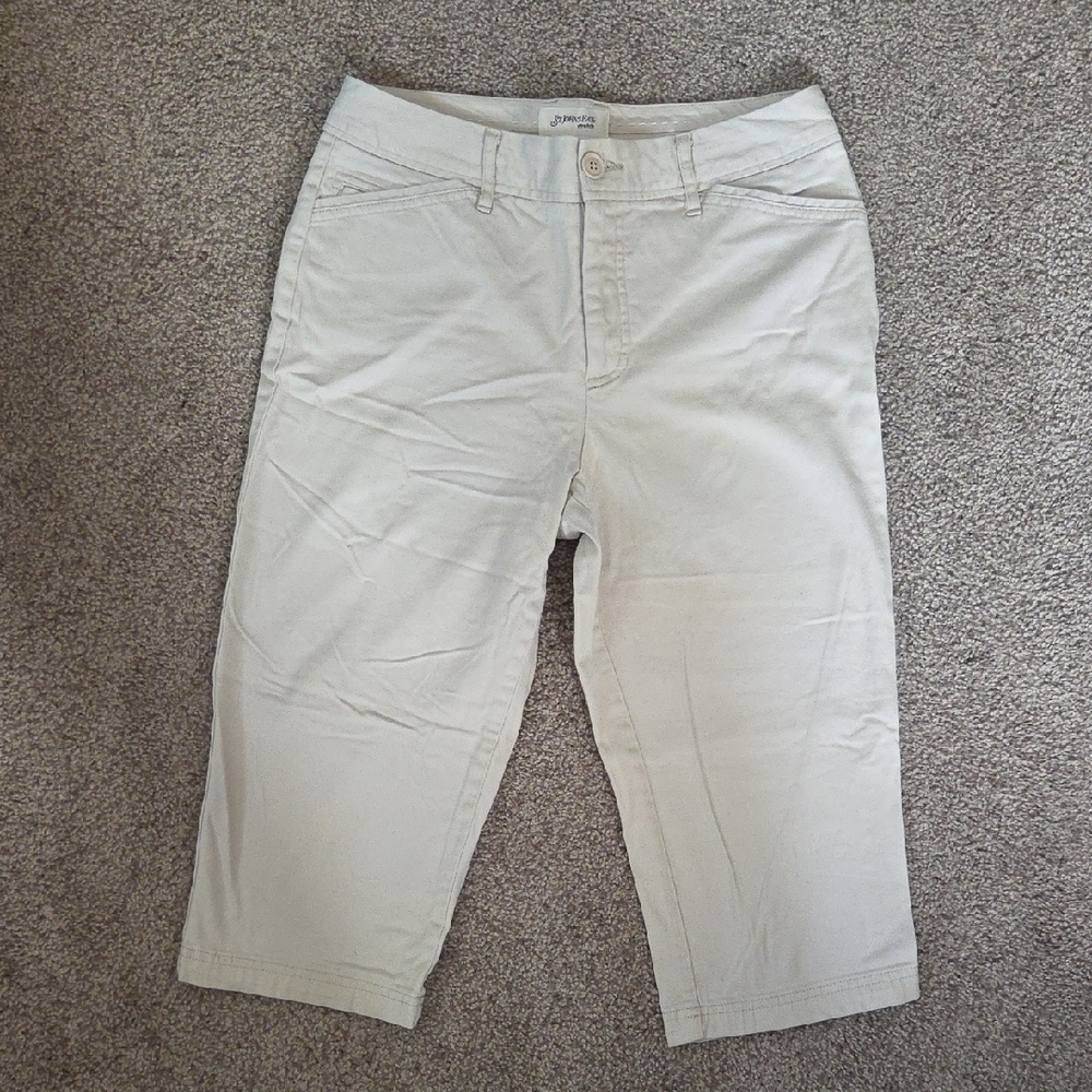 St. John's Bay Cream/light Beige Stretch Capri
